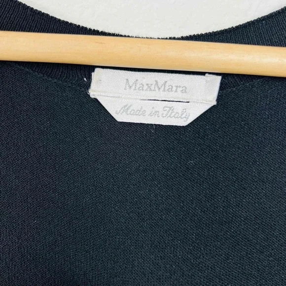 Max Mara Size Medium Maxi Dress Black Knit Sleeveless Scoop Neck Piping Detail - Picture 5 of 10